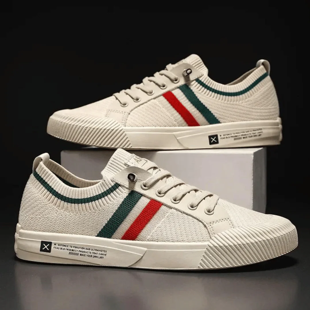 Casual Low Trainers with Stripes & Elastic Laces