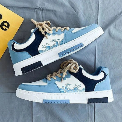 Low Top Trainers with Graphic Print and Chunky Laces