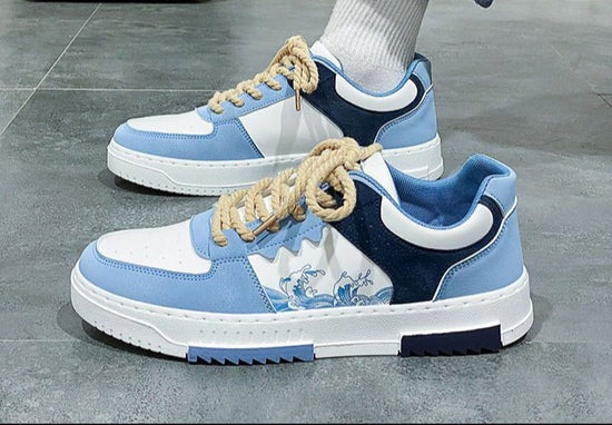 Low Top Trainers with Graphic Print and Chunky Laces