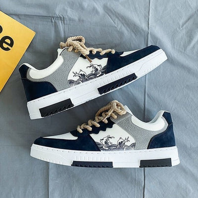 Low Top Trainers with Graphic Print and Chunky Laces