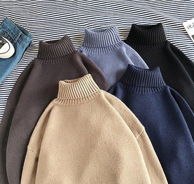 Knitted Winter Turtleneck Jumper Men