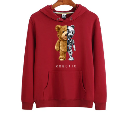 Teddy Print Hoodie Sweater