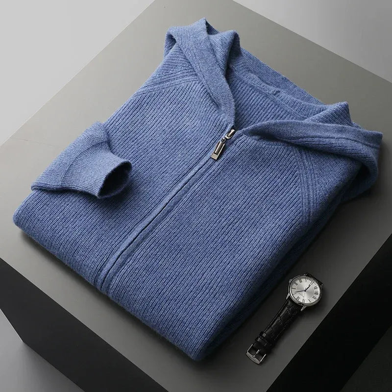 Knitted Zip-Up Hoodie Men
