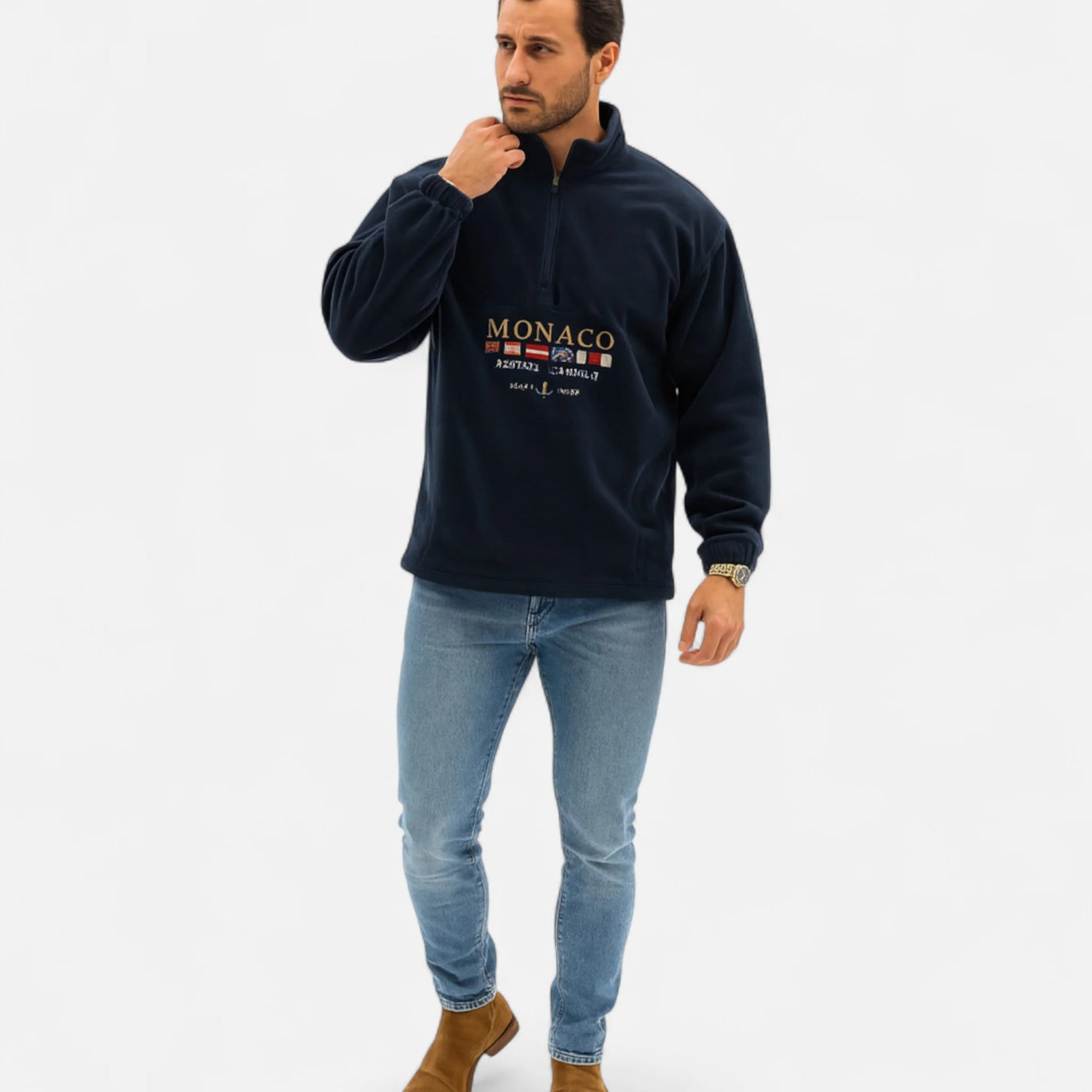 Quarter Zip Fleece Sweater Men