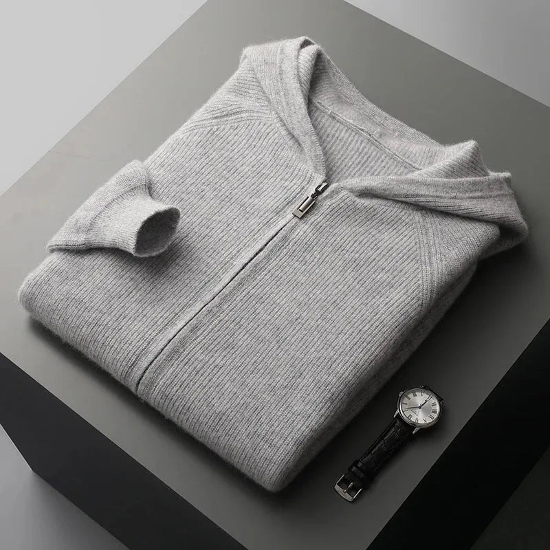 Knitted Zip-Up Hoodie Men
