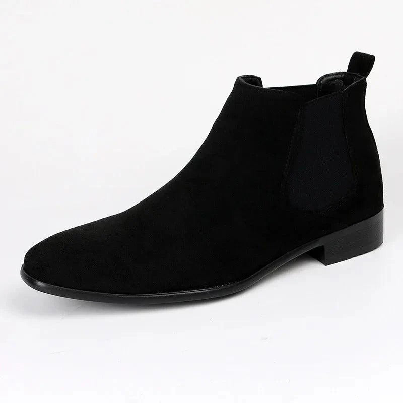 Classic Men's Chelsea Boots with Suede Look