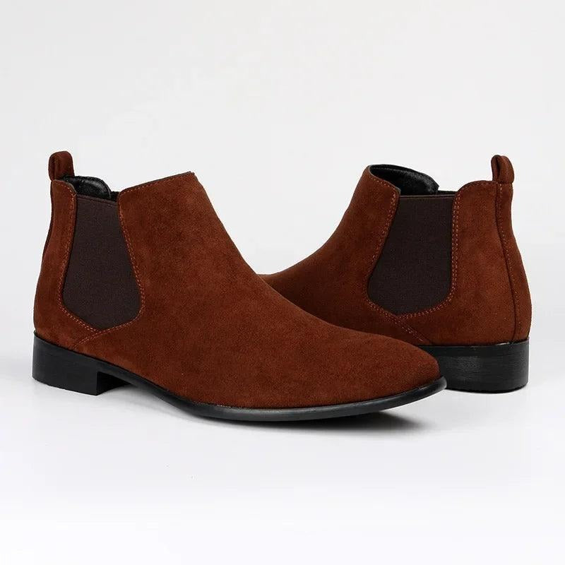 Classic Men's Chelsea Boots with Suede Look