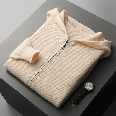 Knitted Zip-Up Hoodie Men