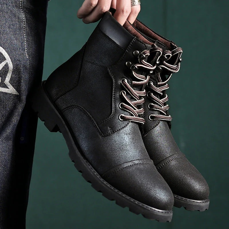 Retro High Top Work Boots Men Durable Sole