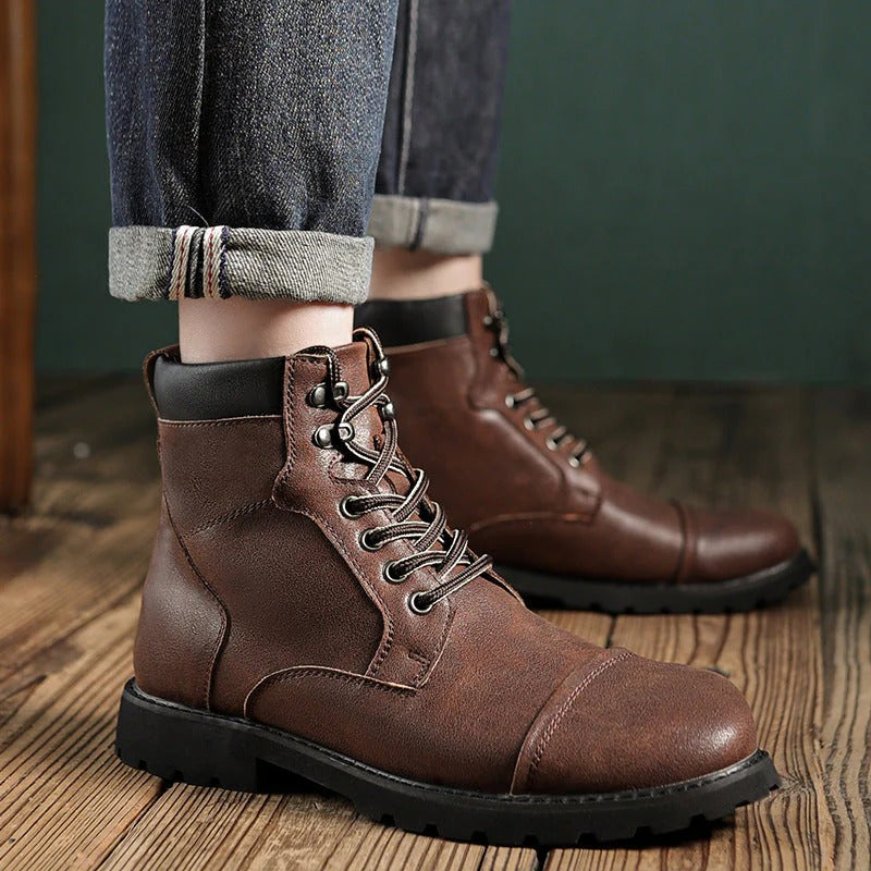 Retro High Top Work Boots Men Durable Sole