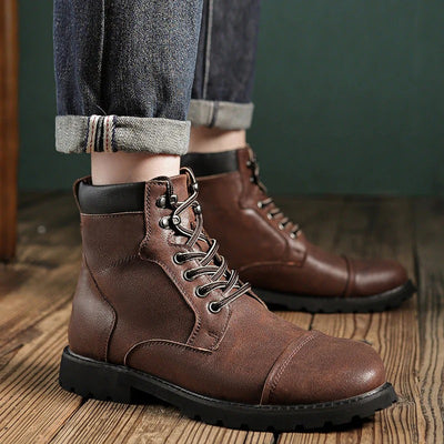 Retro High Top Work Boots Men Durable Sole
