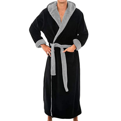 Black Hooded Men's Dressing Gown