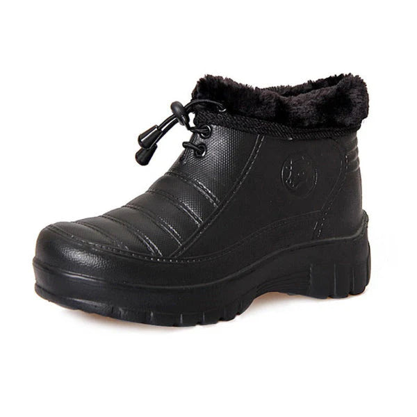 Black Faux Fur Ankle Boots - Anti Slip Sole