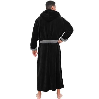 Black Hooded Men's Dressing Gown