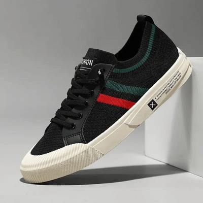 Casual Low Trainers with Stripes & Elastic Laces