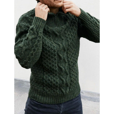 Logan – High Collar Cable Knit Quarter Zip Jumper Men