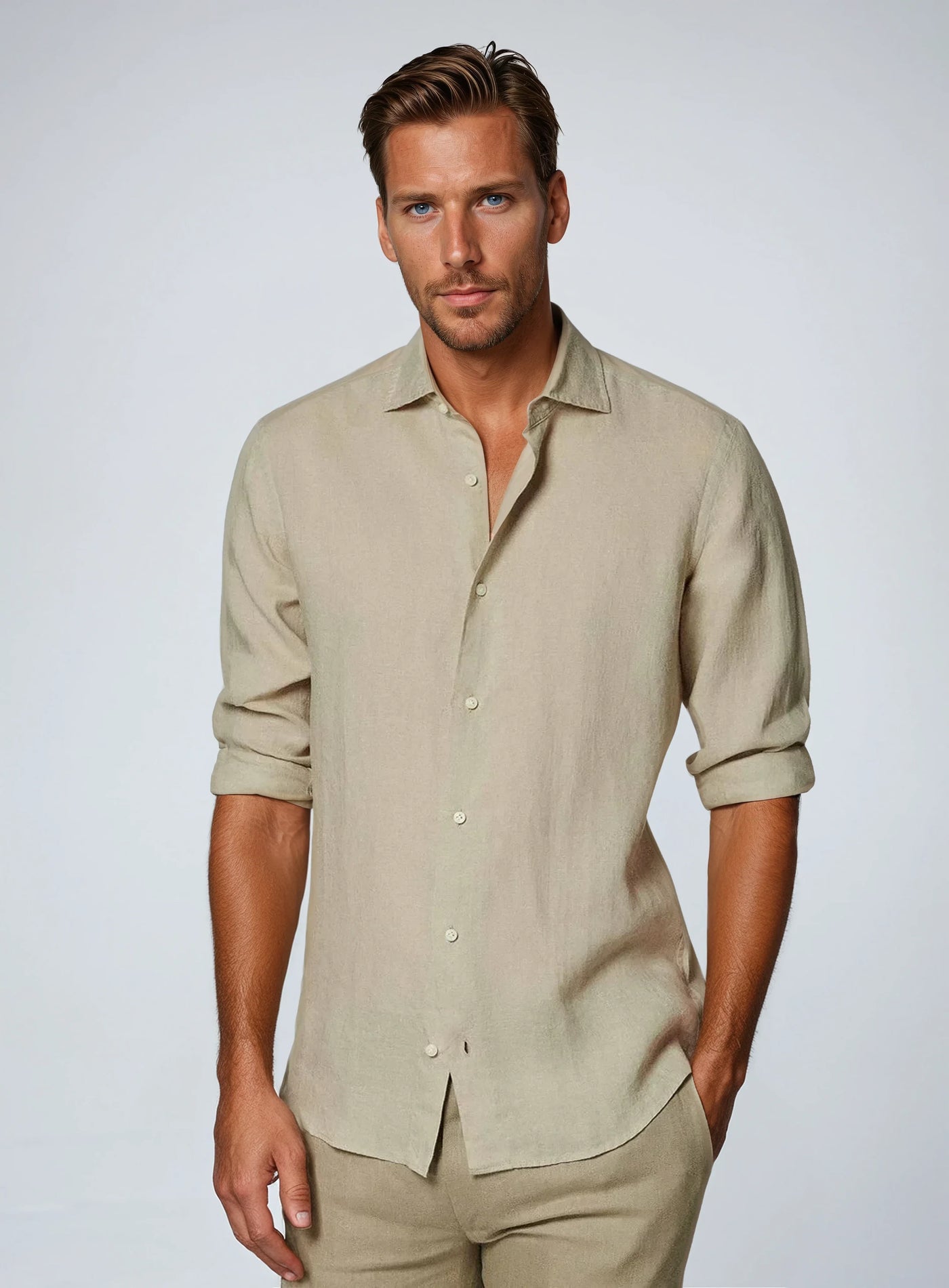 Barnaby - Old Money Khaki Linen Shirt