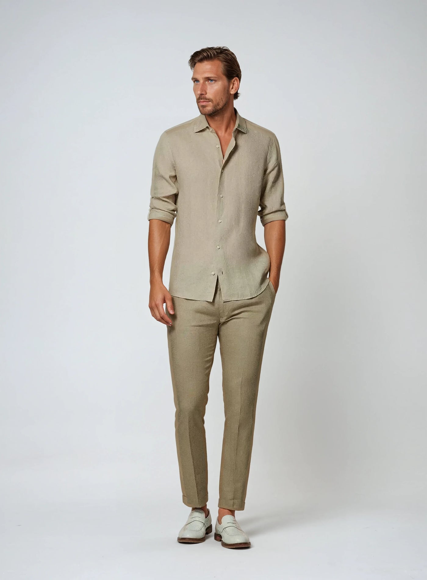 Barnaby - Old Money Khaki Linen Shirt