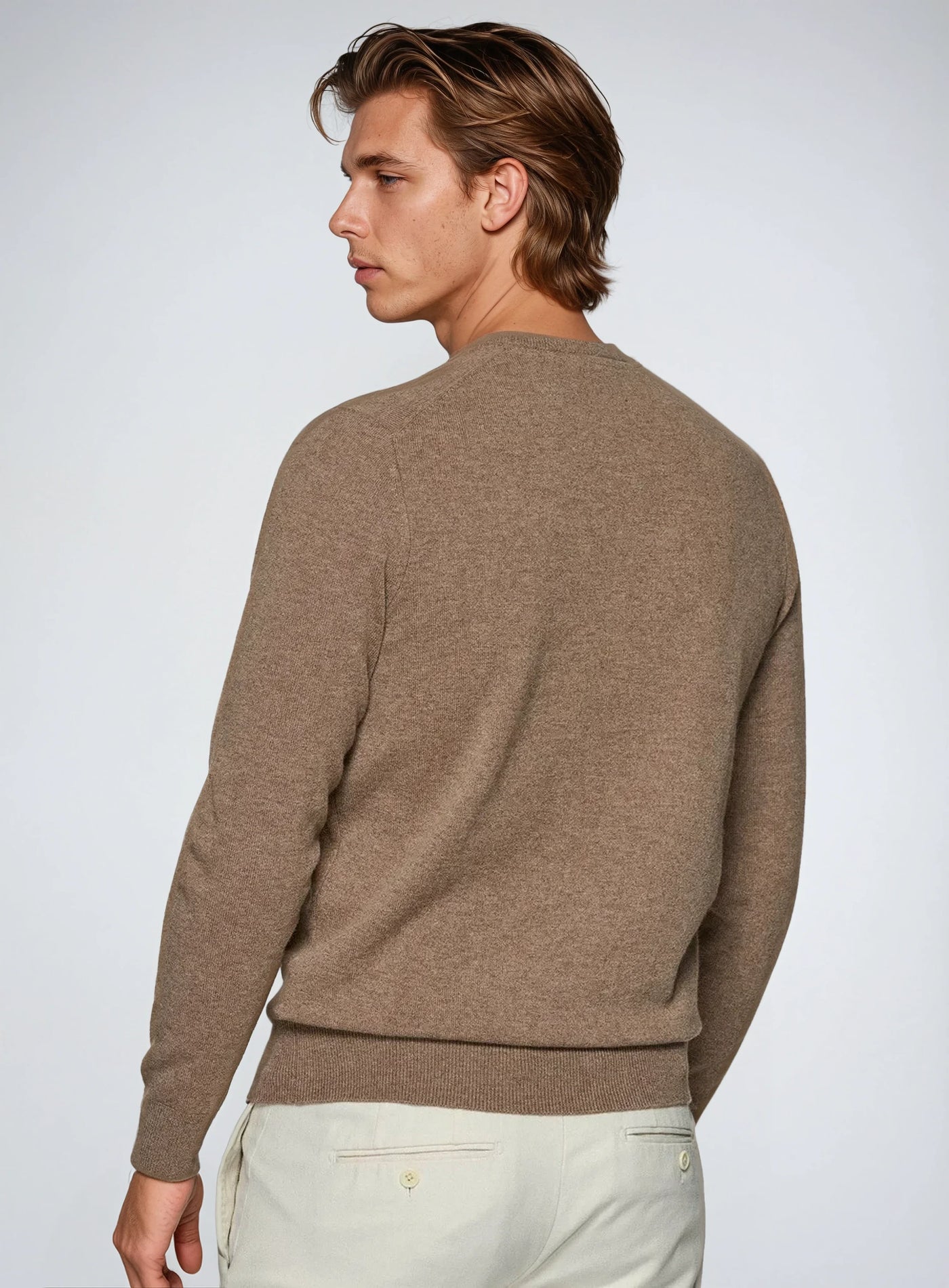 Kaschmir Khaki Herren Pullover 