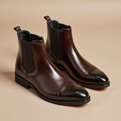 Sleek Fit Chelsea Ankle Boots Men with Red Sole