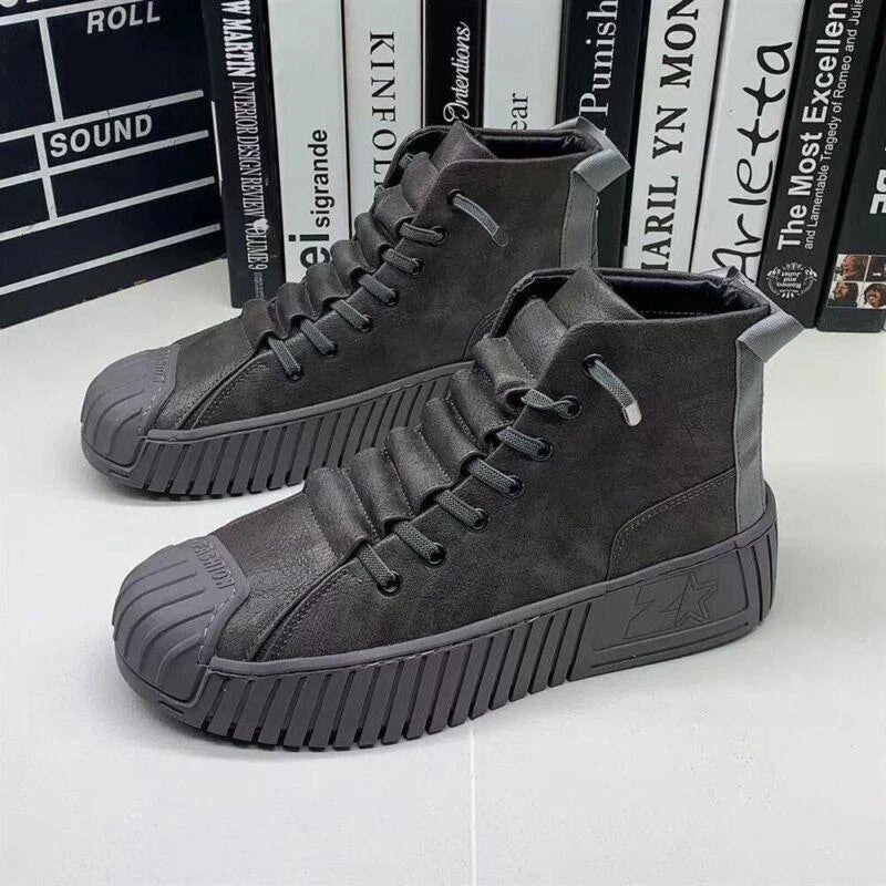 Stylish Lace-Up High Top Boots Men