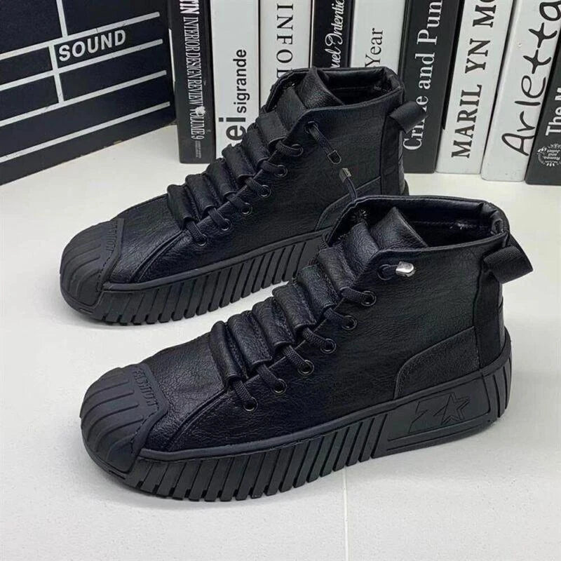 Stylish Lace-Up High Top Boots Men