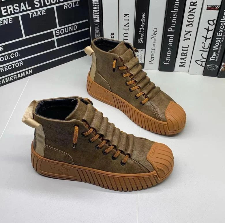 Stylish Lace-Up High Top Boots Men