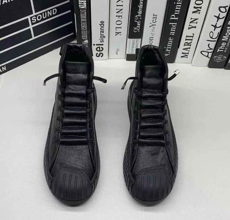 Stylish Lace-Up High Top Boots Men