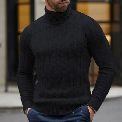 Markus  – Turtleneck Cable Knit Jumper with Fleece Lining Men