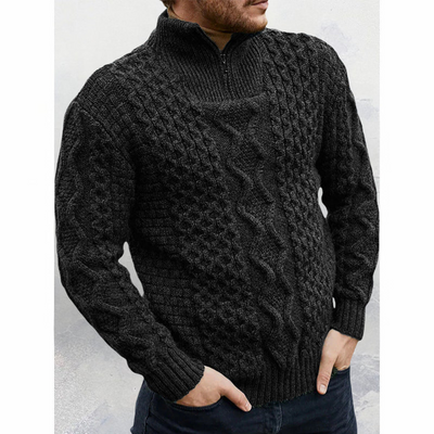 Logan – High Collar Cable Knit Quarter Zip Jumper Men